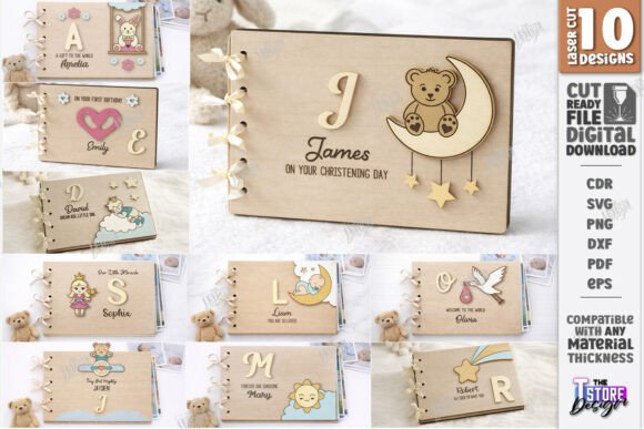 3D Baby Photo Album Laser Cut Bundle SVG for Art Amp Projects