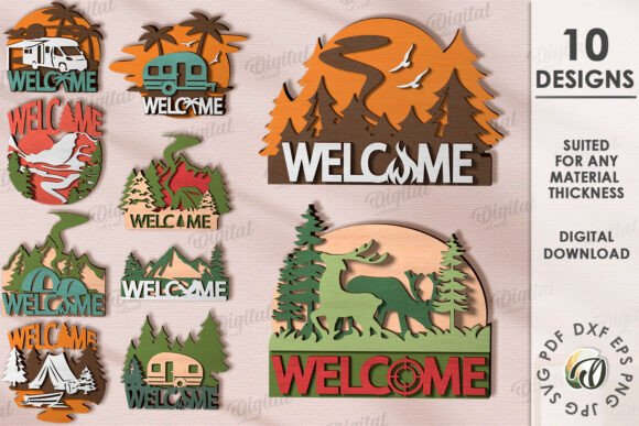 3D Camping Travel Wall Decors Bundle for Laser Cutting Projects