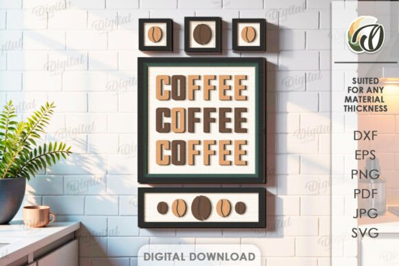 3D Coffee Sign Laser Cut for Wall Decor Projects