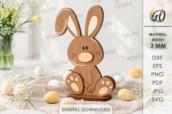 3D Easter Bunny Laser Cut: A Playful Graphic Design Asset for Creative Sellers