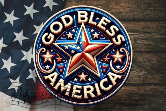 3D God Bless America Patriotic Png for Crafts and Graphics