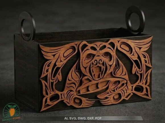 3D Haida Bear Layered Box Laser Cut File for Creative Branding