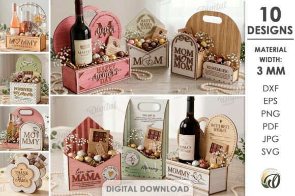 3D Mother’s Day Gift Boxes Bundle for Laser Cutting