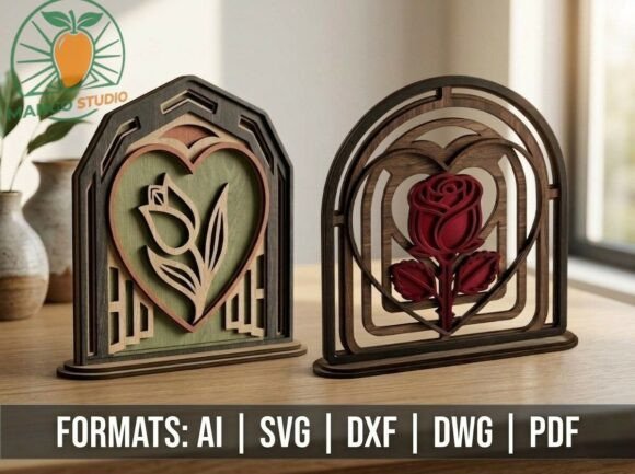 3D Multilayer Floral Hearts Laser Cutting for Mother’s Day