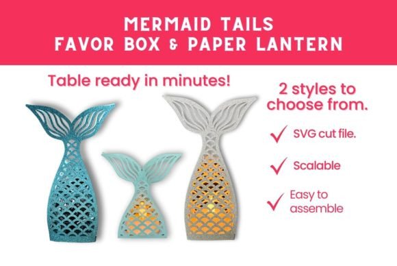 3D SVG Mermaid Tail Favor Box for Embroidery Projects