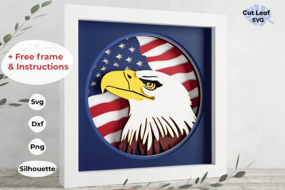 3D SVG Shadow Box Design: 3d Eagle Shadow Box for 4th of July Projects
