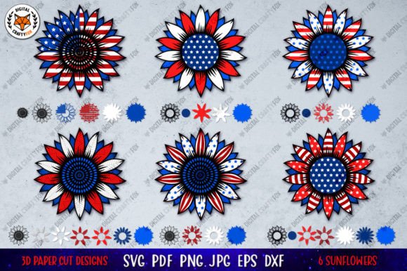 3D SVG Sunflower 4th of July Graphic Design Asset Review