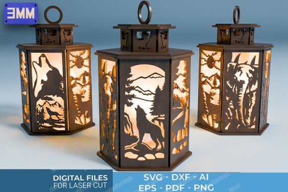 3D Wildlife Lantern Laser Cut Files for Stands and Creative Projects