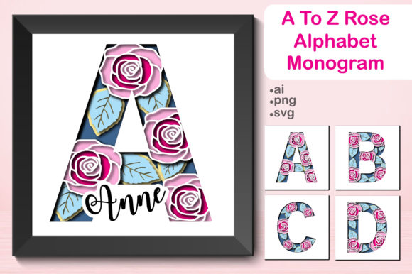 A to Z 3D Rose Alphabet for Editorial and Web Design