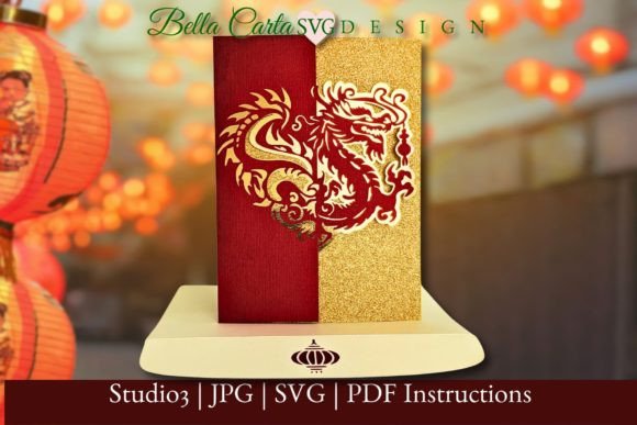 Chinese Dragon Card 3D SVG Template for Bold Visuals
