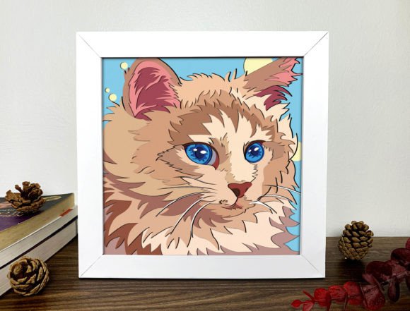 Cute Cat Shadow Box 3D SVG for Handmade Crafters