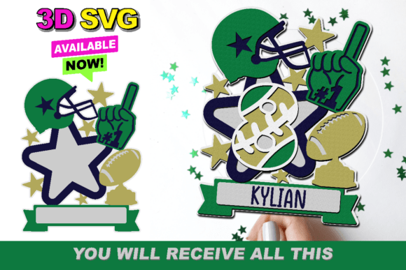 Football Cake Topper 3D SVG for Birthday Design Projects
