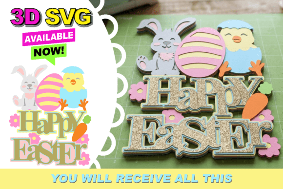 Happy Easter Cake Topper 3D SVG: A Festive Graphic Design Asset for Local Businesses