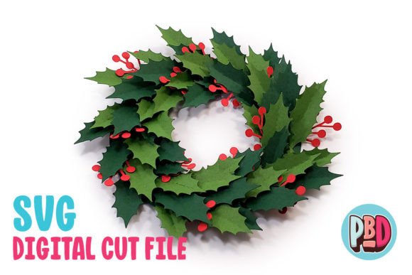 Holly Wreath 3D SVG: Festive Graphic Design Asset for Local Business Branding