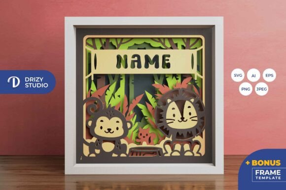 Kids Bedroom Sign Animal 3D SVG for Creative Publishing