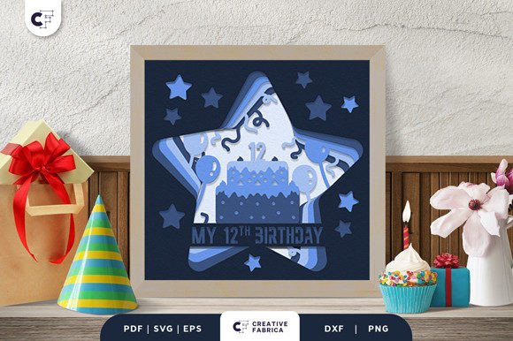 My 12th Birthday 3D Shadow Box Papercut: A Vibrant SVG for Birthday Branding