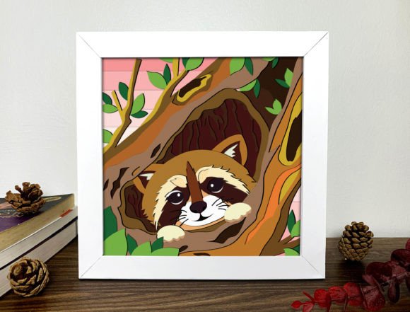 Raccoon Shadow Box 3D SVG for Creative Design Projects