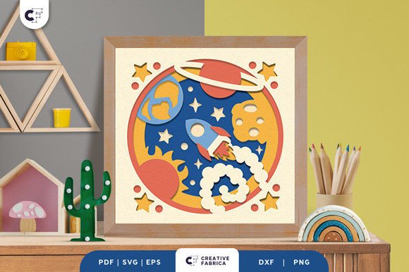 Rocket in the Space 3D SVG for Handmade Creations