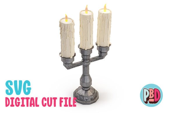 Tea Light Candelabra 3D SVG for Branding and Decor