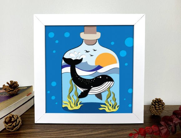 Whale 3D Papercut Shadow Box – A Unique 3D SVG Graphic Design Asset